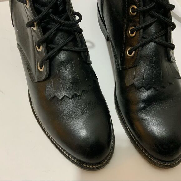 Justin Women’s 6 D Black Kiltie Roper Leather Lace Up Boots - Picture 8 of 15